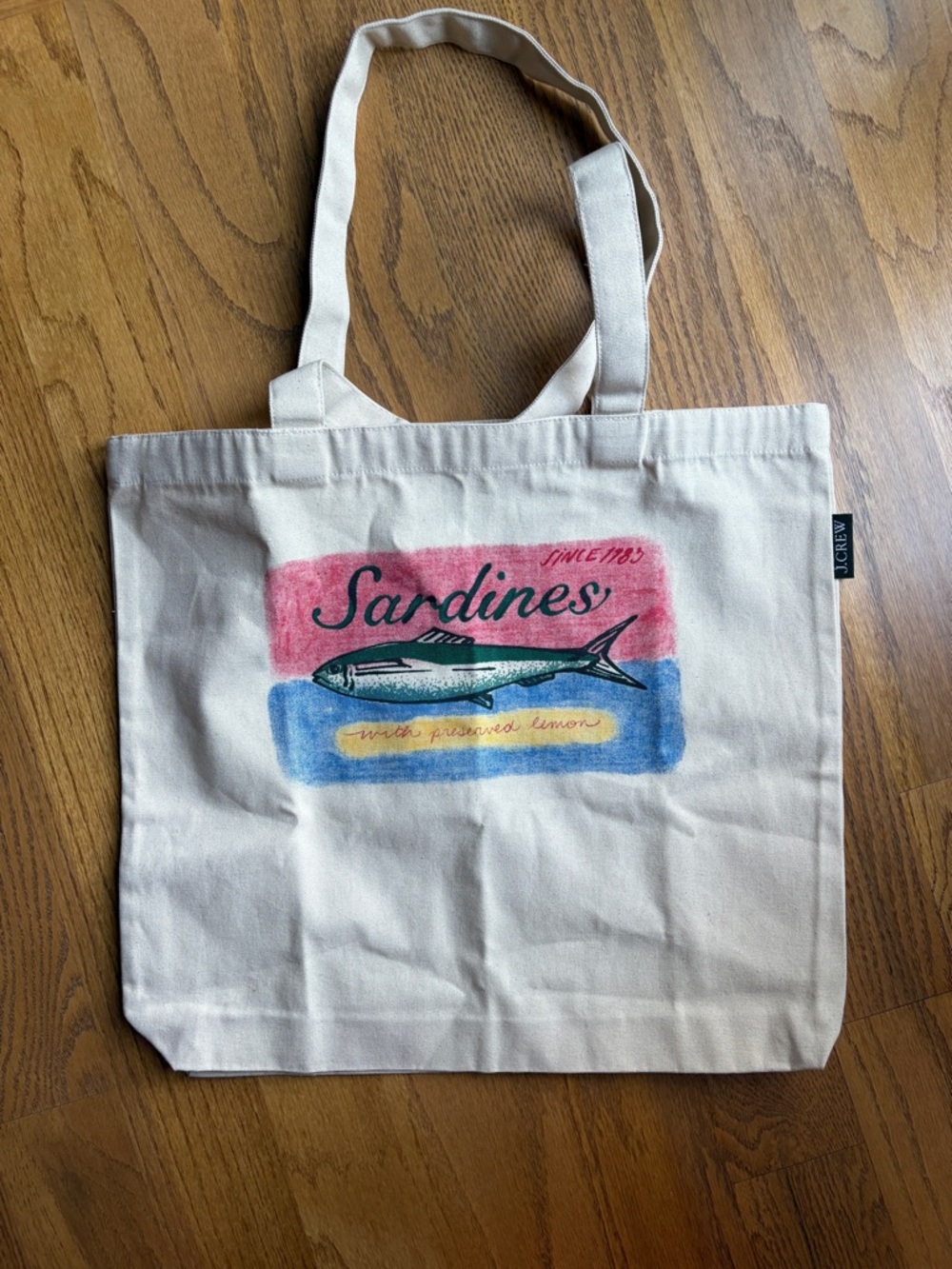 J. Crew Sardines Canvas Tote Bag Brand New NWT
